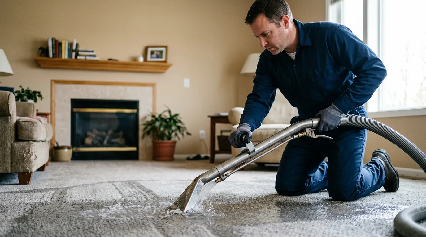 Water damage restoration technician working near Central Village, CT